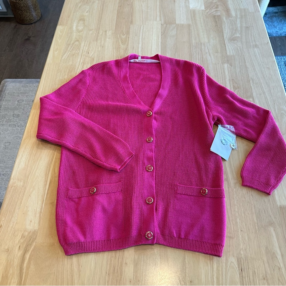 NWT Vintage St. John Sport Pink Wool Blend Cardigan